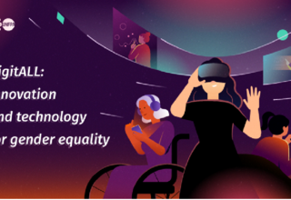 An illustration dedicated to the International Women's Day on March 8, showing women in tech