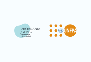 Logos of Zhordania Clinic and UNFPA on a white background