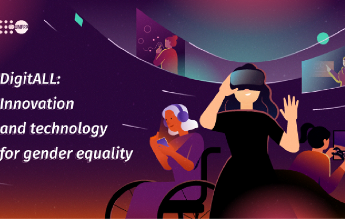 An illustration dedicated to the International Women's Day on March 8, showing women in tech
