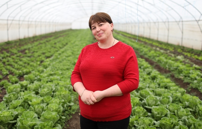 Naira Bolkvadze in her greenhouse