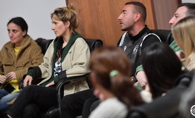 Georgian sports professionals gather at a training promoting girls' involvement in football