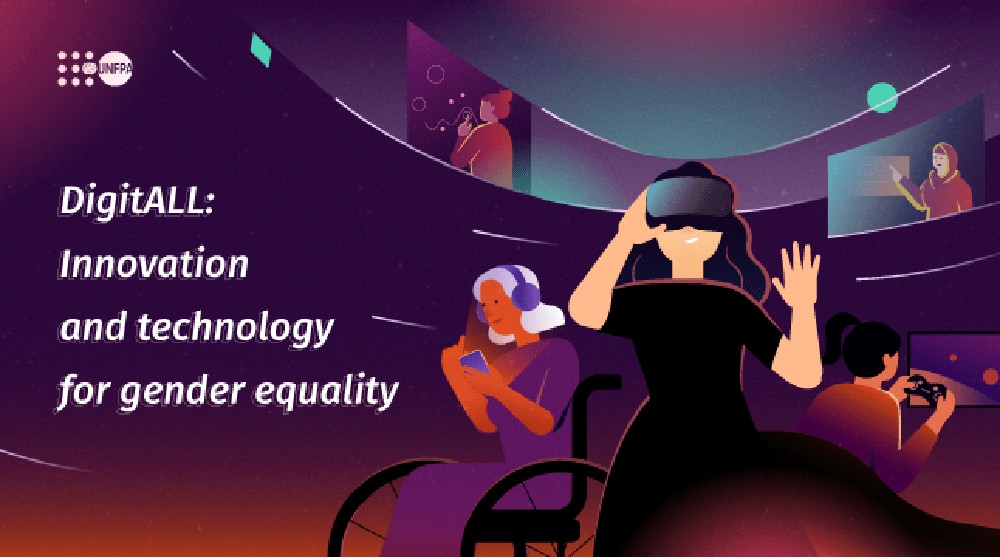 An illustration dedicated to the International Women's Day on March 8, showing women in tech